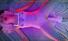 Hot blonde in white stockings moans loud in cum puddle with huge cock orgasm! 😍