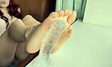 Footjob with sexy red nails feels so damn good.