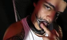 Solo Caprino girlfriend's hardcore two-titted dildo fucking