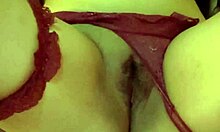 she's playing with her natural tits and masturbating before getting assfucked and anal in homemade video