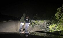 public encounter with blonde wife on the roadside