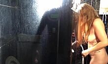 Young guy seduces friend's hot blonde aunt in her bathroom