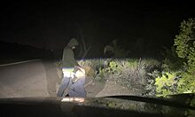 public encounter with blonde wife on the roadside