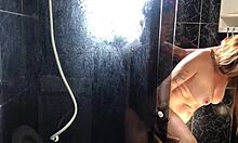 Young guy seduces friend's hot blonde aunt in her bathroom