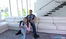 Cute Petite Teen Jessae Rosae Gets Fucked Hard in Doggy Style and Cowgirl by Big Dick Man Brad Sterling.