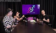 Wow, sexy Brazilian pornstar in sheer red lingerie kisses him, infuriates the other man who cums on the car door!