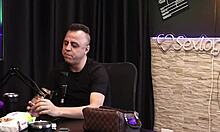 Wow, sexy Brazilian pornstar in sheer red lingerie kisses him, infuriates the other man who cums on the car door!