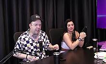 Wow, sexy Brazilian pornstar in sheer red lingerie kisses him, infuriates the other man who cums on the car door!