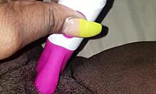 up close wet pussy vibrator play