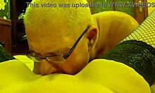 Husband licks wife's pussy with spreading legs