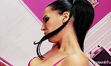 anal pounding for long-legged teen tammie lee in pink lingerie by older man