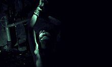 Close up of a beautiful woman in leather masturbating.