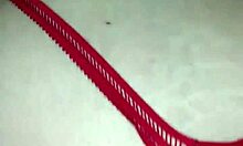 Model Showcases Red Victoria Secret Lingerie In Public Setting