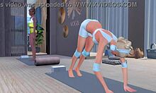 Lustful lesbian sluts have dirty sex in the gym with assfucking and bukkake.