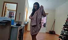 Glasses-Wearing Maid Uses Butt Plug and Vibrator for Intense Cumshot