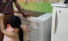 my maid begs me to fuck her in the kitchen while my wife's away