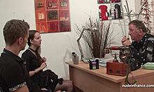 Amateur anal casting of skinny French brunette in sexy stockings