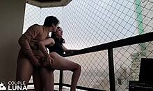 housewife enjoying outdoor activity on balcony