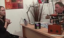 Amateur anal casting of skinny French brunette in sexy stockings