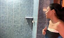 My stepdaughter catches me bathing, so I say, let's fuck!