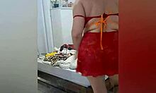 Sensual dance by blonde milf.