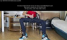 Young gay boy jerking off in tight jeans