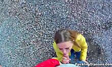 Teen 18+ Emma's Emotional Encounter With Glasses And Cumshot On Construction Site