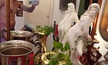 masked older gay man in amateur scene