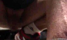 Damn, spying on hot gay action in garage gym!