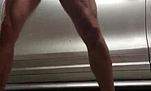 Damn, spying on hot gay action in garage gym!