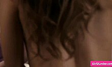 Busty asian fucks blonde step sis and licks her booty.