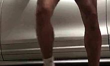 Damn, spying on hot gay action in garage gym!