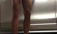 Damn, spying on hot gay action in garage gym!