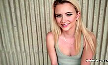 blonde gets picked up and bangs on the lawn in outdoor pov action