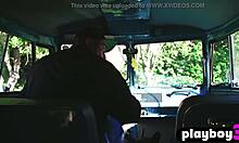 Petite Brunette Alexandra Tyler Exposes Big Tits Outdoor