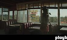 Petite Brunette Alexandra Tyler Exposes Big Tits Outdoor