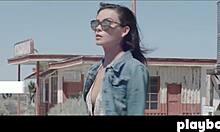 Petite Brunette Alexandra Tyler Exposes Big Tits Outdoor