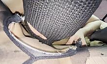 Close-up cunnilingus on wet pussy in torn pantyhose with nipple licking for female orgasm