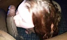 I watch the redhead suck a big black cock in amateur pov