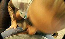 giving the cameraman a blowjob and cumshot