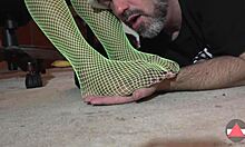 Admire My Green Fishnets Feet