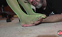 Admire My Green Fishnets Feet