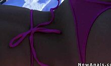 blonde girlfriend in bikini gets pov anal fuck with monster cock