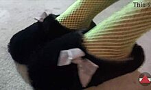 Admire My Green Fishnets Feet