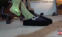 Admire My Green Fishnets Feet