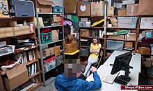 Petite Shoplifter Fucks Security Officer in Backroom Encounter