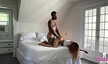 Tiny american slut takes rough pounding in yoga shorts.