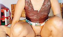 In this real sex video, hanif pk and sumona, a bbw redhead and petite brunette, fuck hard with riding and anal