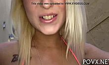 Teen gives a deep-throat blowjob, then gets pounded hard in rough POV sex. European babe loves it raw.
