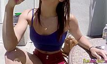 Big booty slut riding dick with oral and facial